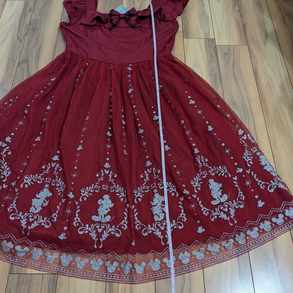 NWT! Her Universe Disney Mickey And Minnie Mouse Holiday Dress Burgundy Size XL - Picture 9 of 16
